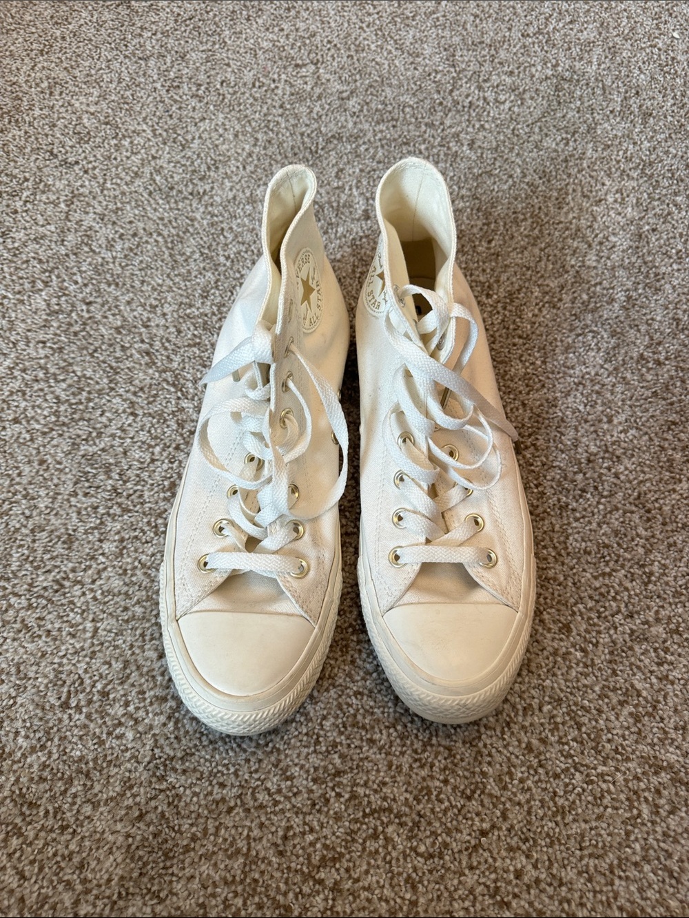 Converse High Top Sneakers - Off-White and gold